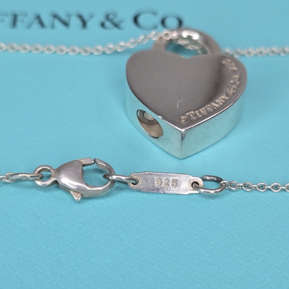 Tiffany & Co. Heart Lock Necklace On 16" Chain - Picture 3 of 5